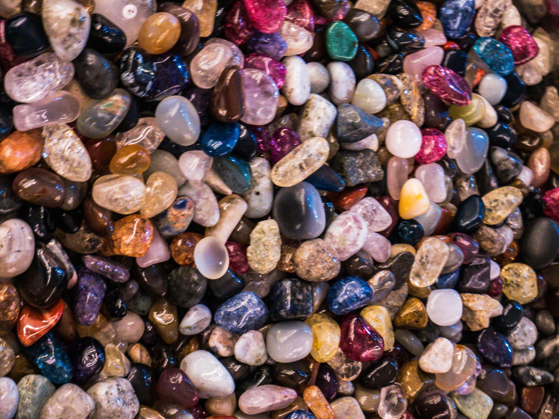 Colourful tumbled crystals at Hidden Treasures York